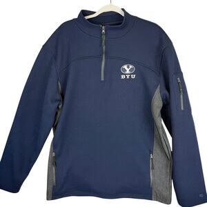 Colosseum BYU Cougars Heavy Knit Quarter Zip‎ Pullover Jacket Mens Size XL Blue